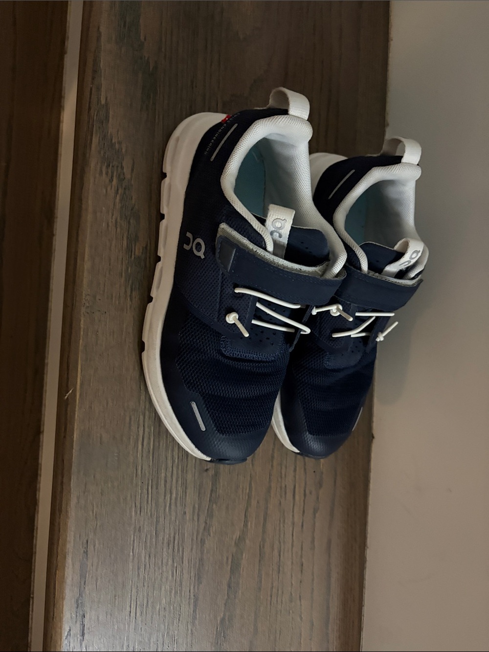 On Running Kids Navy and White Athletic Sneakers